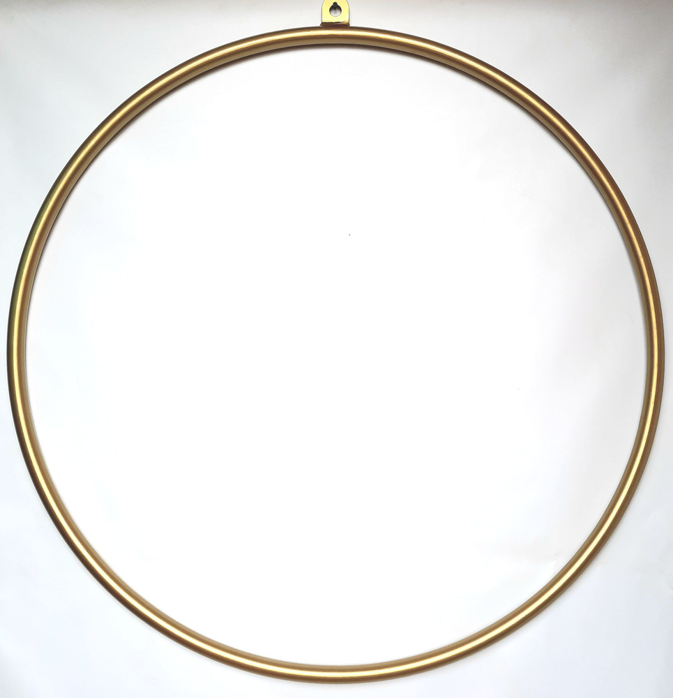 Металлическое кольцо для воздушной гимнастики. С подвесом. Цвет золотой. Диаметр 80 см.  #1