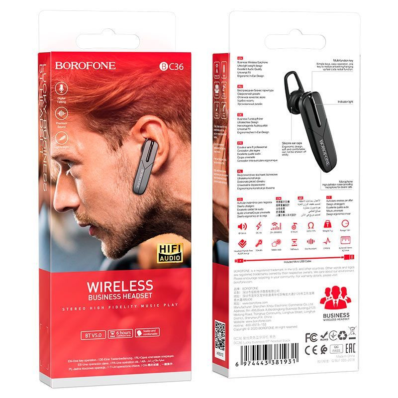Bluetooth-гарнитура BOROFONE BC36 Lucky - купить по выгодной цене в ...