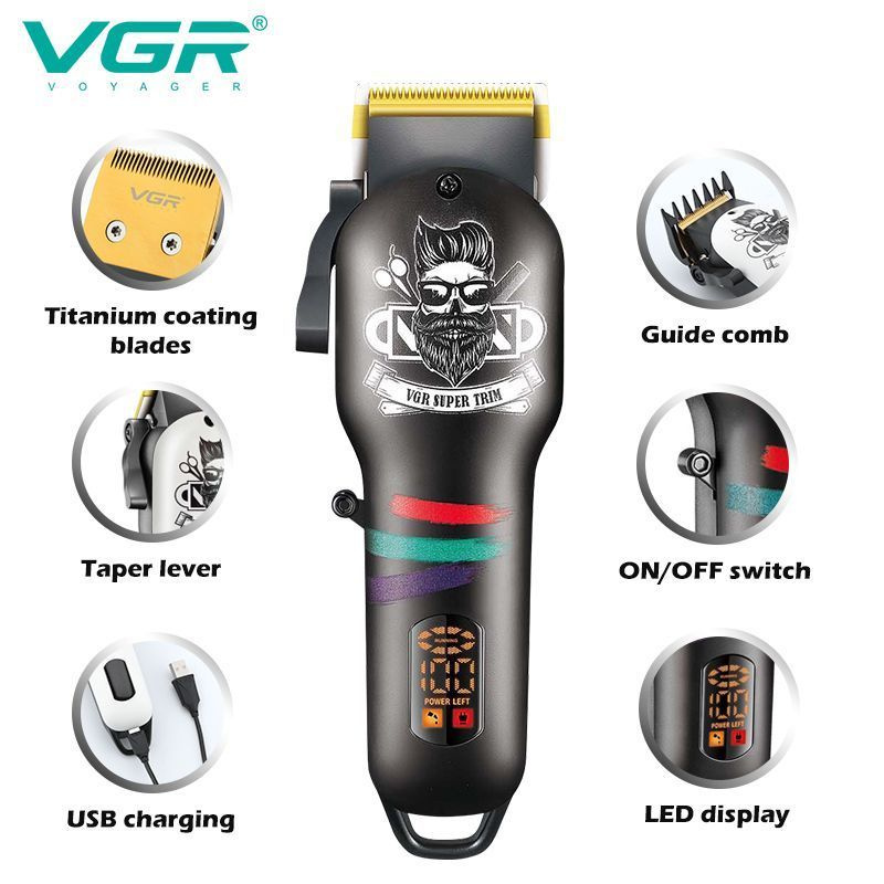 VGR машинка для бритья Профессиональный Машинка для стрижки волос Лезвие с титановым покрытием V-699 #1