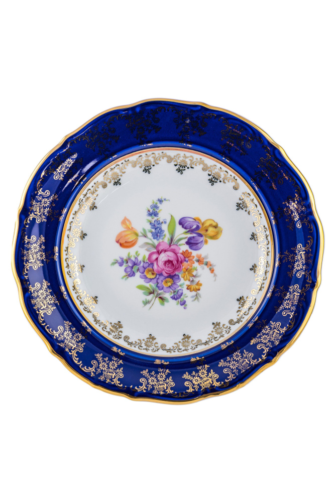 Тарелка обеденная 24 см ORIGINAL "Кобальт полевой цветок" Мария-Тереза, фарфор, Чехия  #1