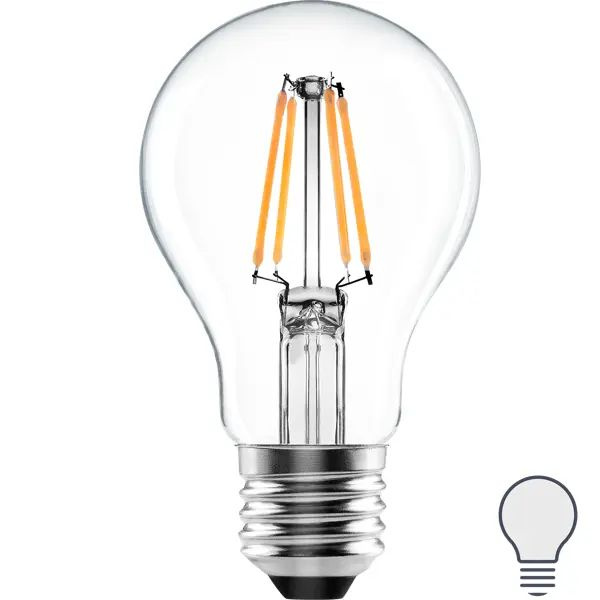 Лампа светодиодная Lexman E27 220-240 В 6 Вт груша прозрачная 800 лм нейтральный белый свет  #1