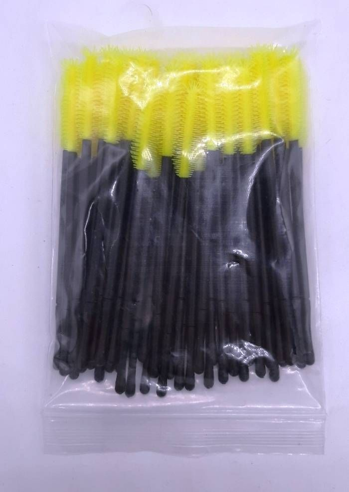 Щёточки для ресниц, ручка черная, цвет желтый, 50 шт в 1 упаковке  #1