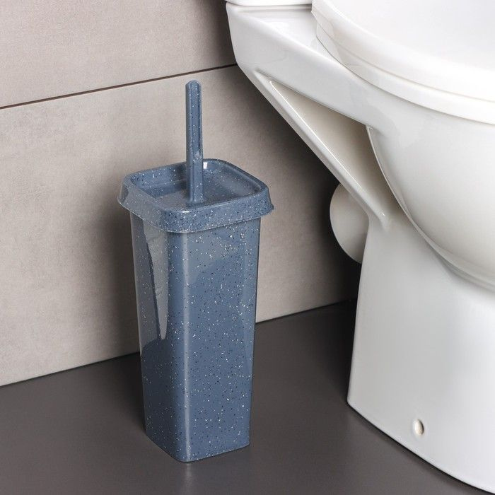 Комплект для туалета: ёршик с подставкой Spin&Clean STONE, темный камень  #1