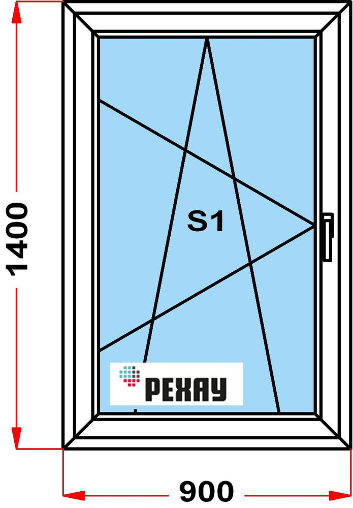 Окно пластиковое, профиль РЕХАУ BLITZ (1400 x 900), с поворотно-откидной створкой, стеклопакет из 2х #1