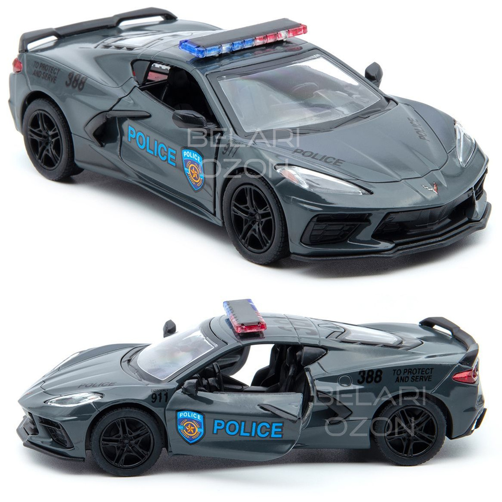 Машинка металлическая Kinsmart 1:36 2021 Corvette Police (Шевроле Корвет полицейский) KT5432DPR инерционная, #1