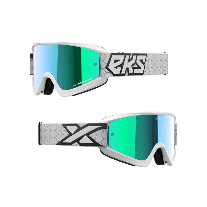 Мотоочки EKS (X) BRAND GOX Flat Out Goggle White/Black - Blue Mirror Lens #1