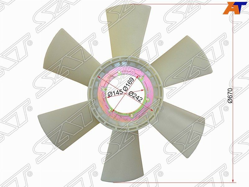Крыльчатка вентилятора SAT для NISSAN DIESEL/CONDOR 95-06 RG8/ PF6T #1