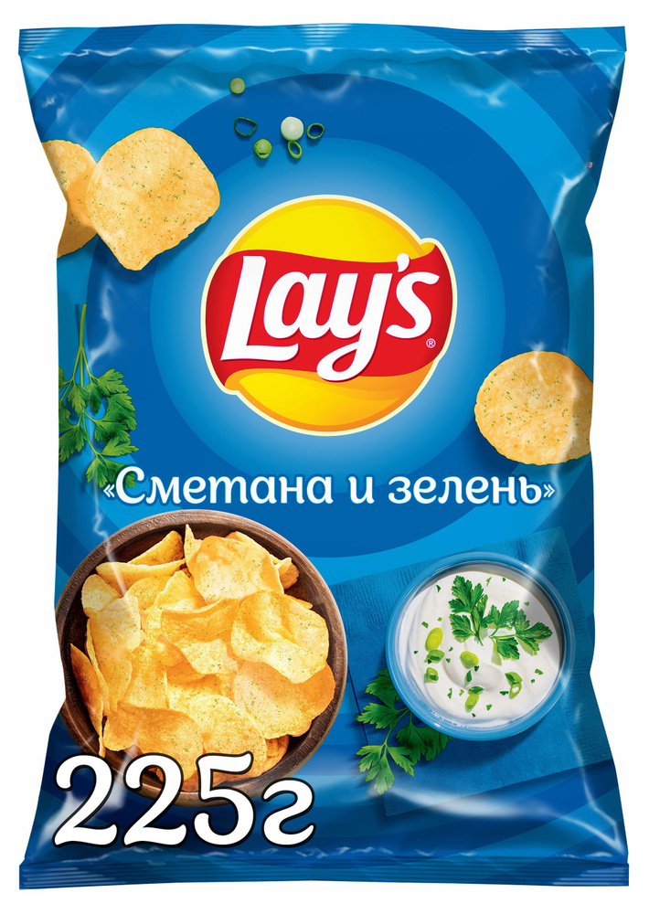 Чипсы картофельные Lay's сметана и зелень, 225 г, 3 шт #1