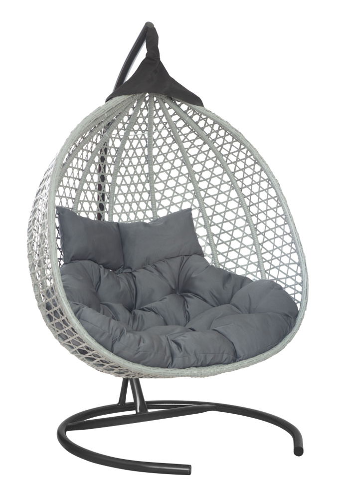 Подвесное двухместное кресло-кокон ФИДЖИ серый (темно-серая подушка)  #1