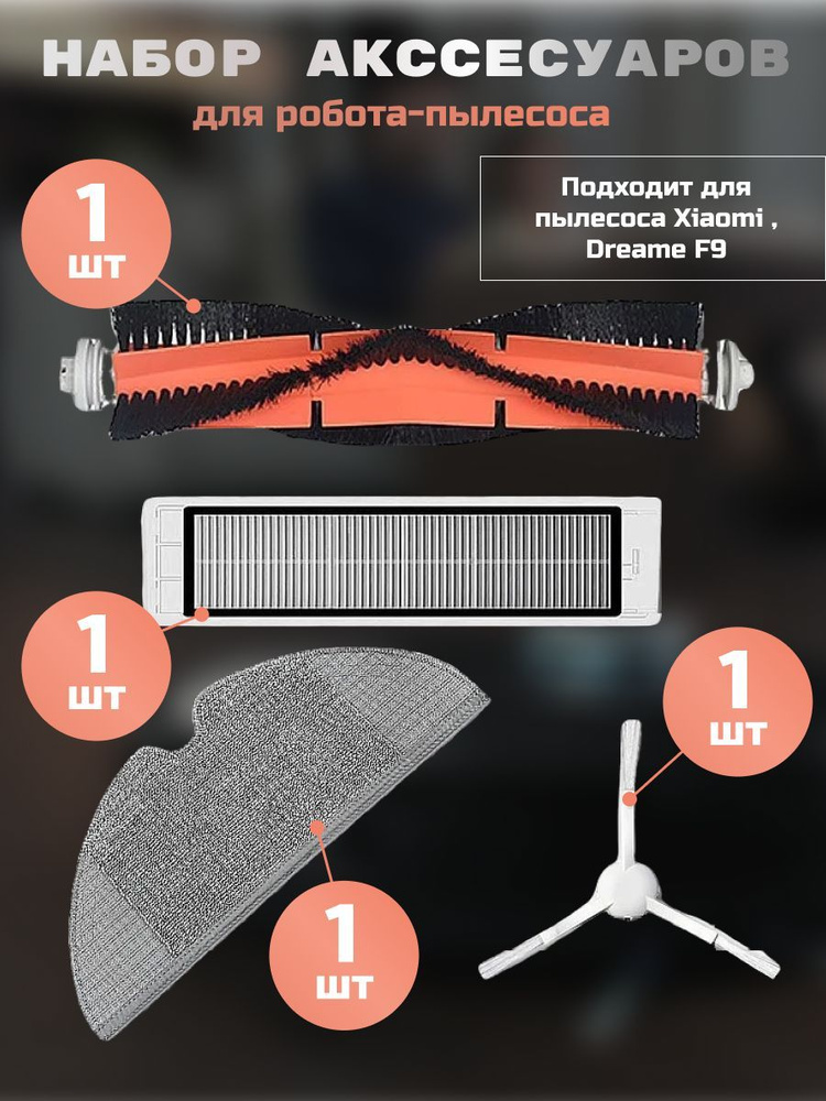 MiLion / Аксессуары для пылесоса Xiaomi , Dreame F9 / сменные тряпка микрофибра + НЕРА фильтр + основная #1