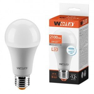 Светодиодная LED лампа Wolta лампа ЛОН A67 E27 25W(2100Lm) 4000K 4K 138x67x67 матовая 25S67BL25E27 (упаковка #1