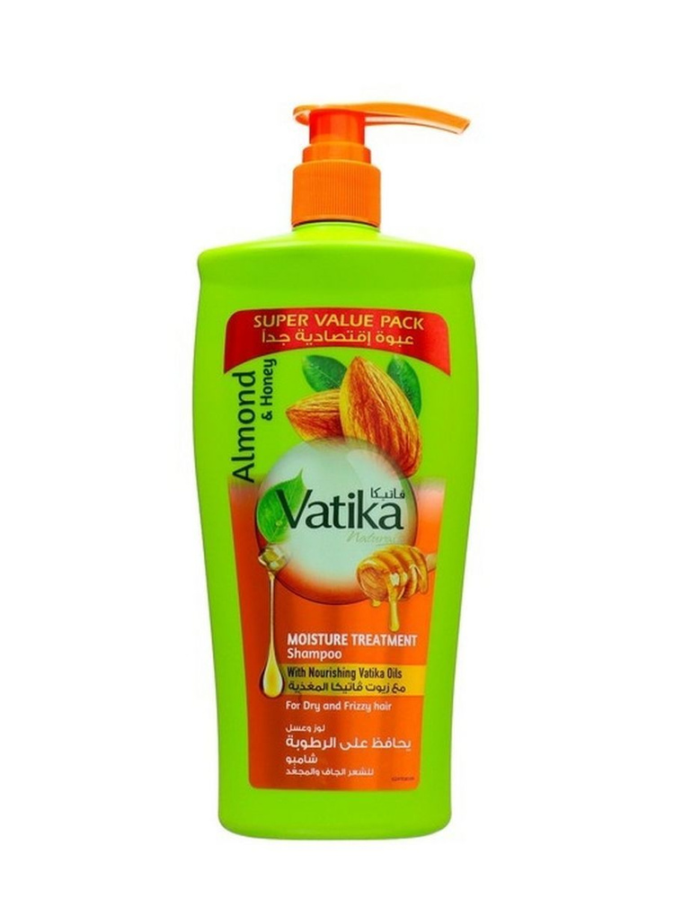 Шампунь Dabur Vatika увлажняющий для сухих, вьющихся и жестких волос, миндаль и мед, Almond And Honey #1