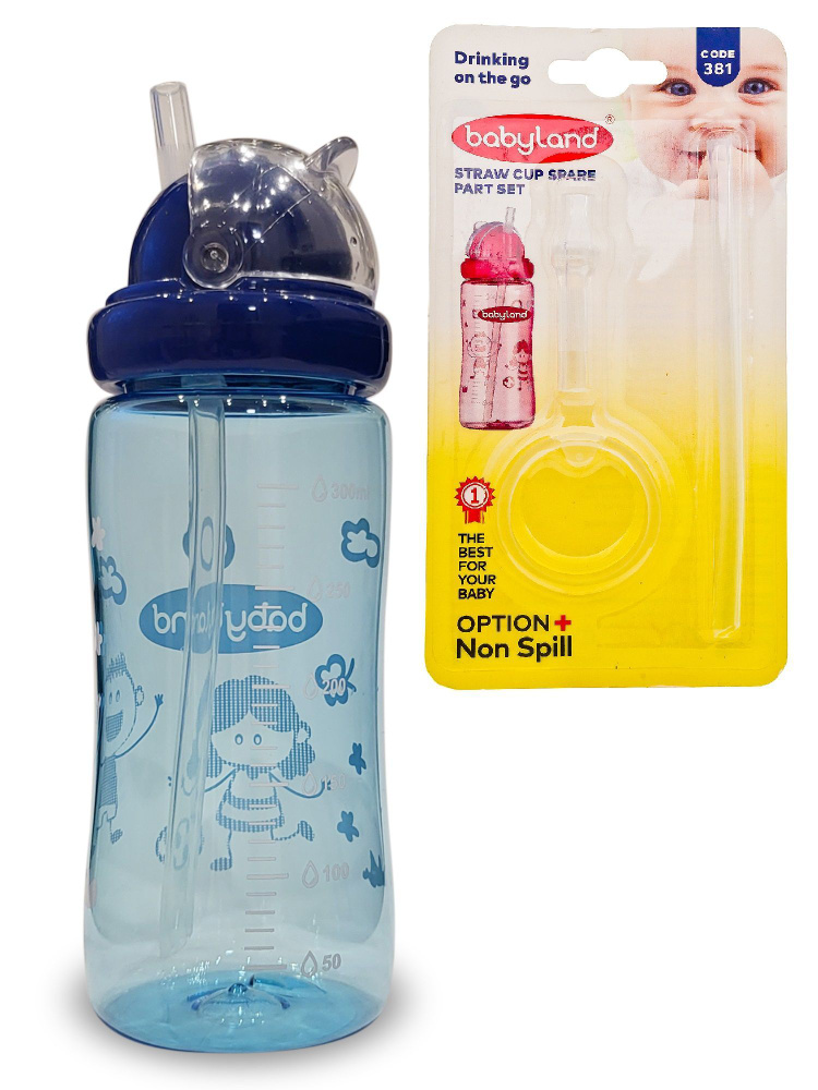 Поильник Baby Land с запасной трубочкой в комплекте, бутылка для воды непроливайка 300мл  #1