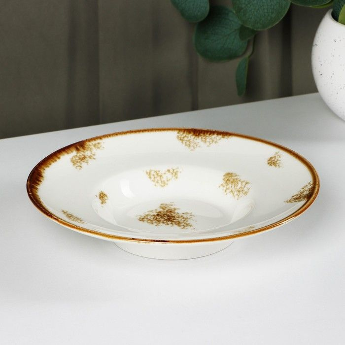 Тарелка фарфоровая для пасты Доляна Organic Gold, 150 мл, d 21 см, цвет белый  #1