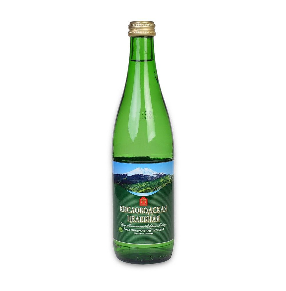 Вода газированная Кисловодская целебная лечебно-столовая 0.5л стеклянная бутылка Россия - 12 шт.  #1