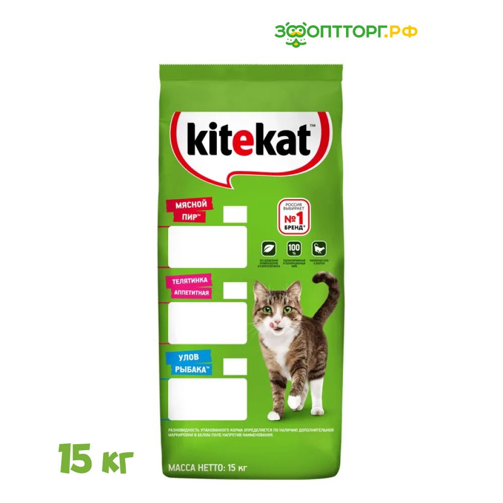 Сухой корм Kitekat для кошек с мясом, 15 кг. #1