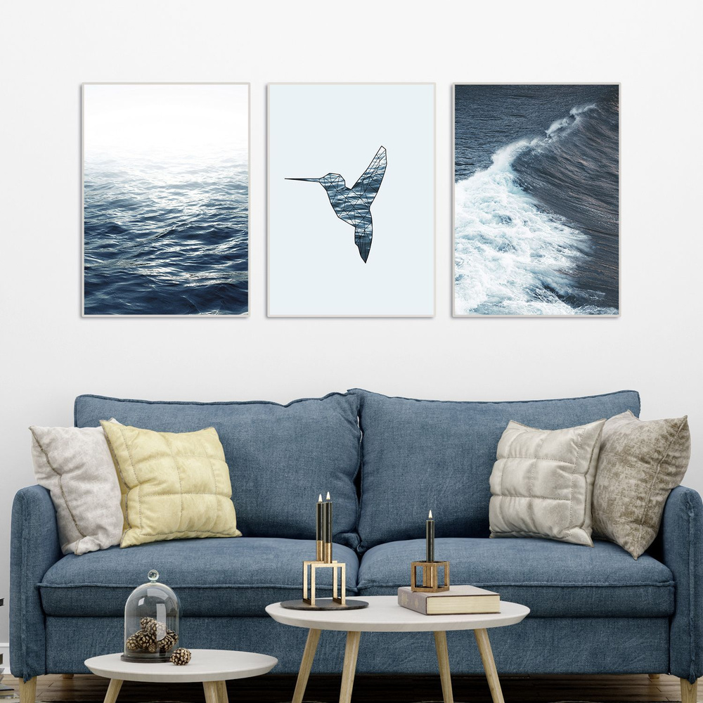 Постеры на стену "Морская тишина", постеры интерьерные 50х70 см, 3 шт.  #1