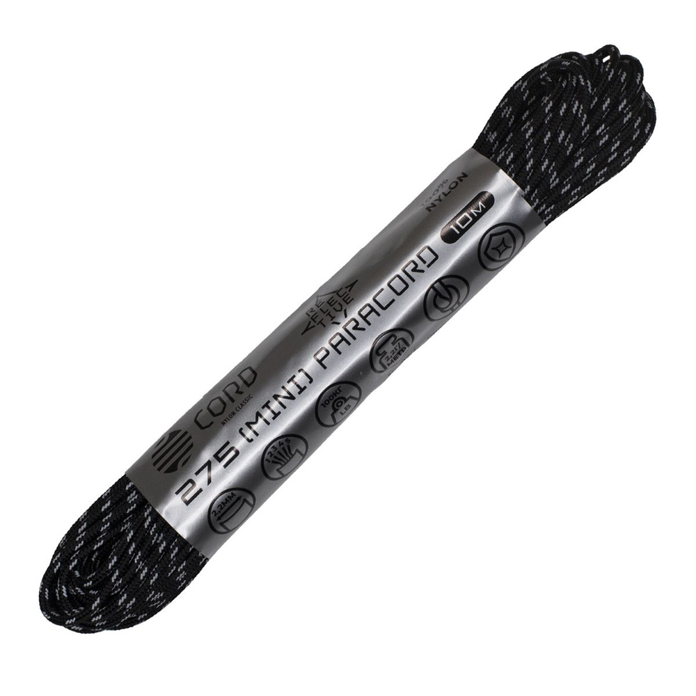 Паракорд 275 (мини) CORD nylon 10м световозвращающий (black) #1