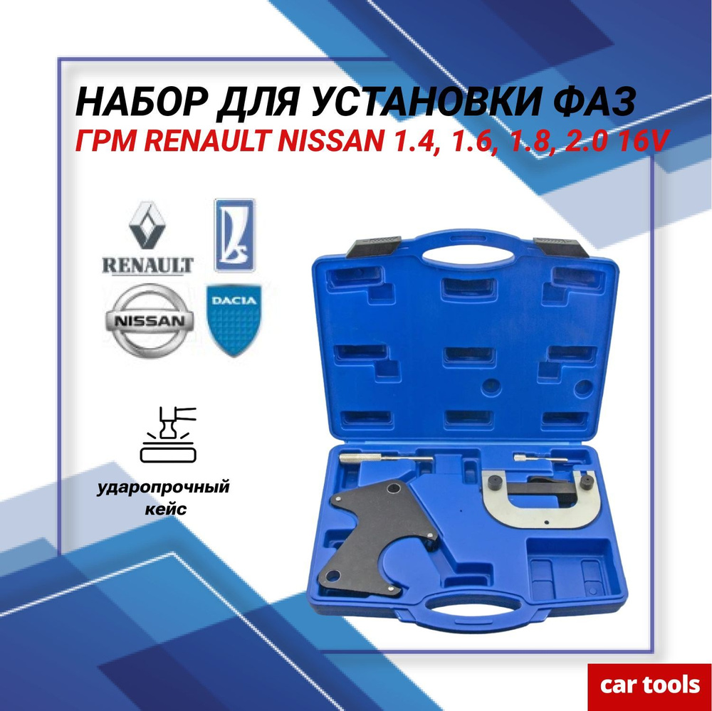 Набор фиксаторов для регулировки фаз ГРМ Renault Nissan (16V, K4J,K4M F4P,F4R) A-0932 Car Tools  #1