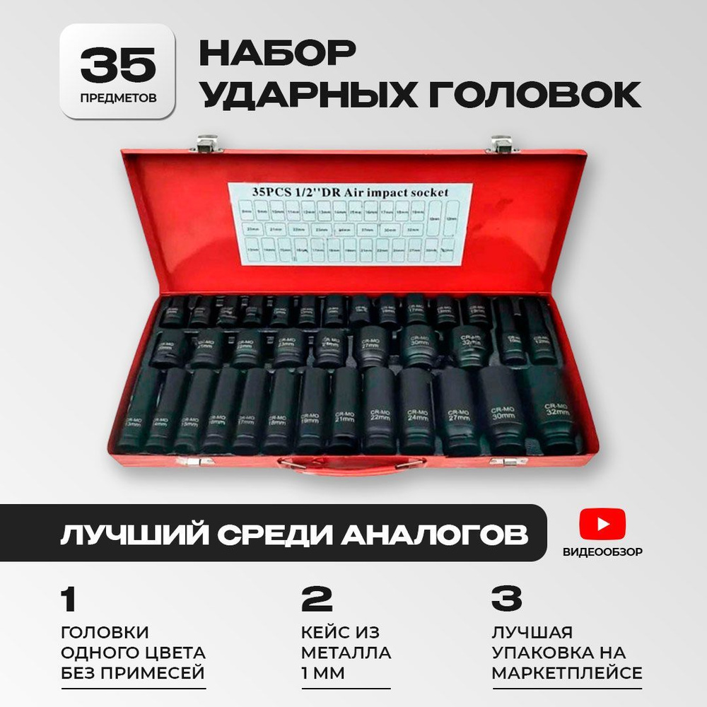 Набор ударных головок 1/2 35 шт. #1