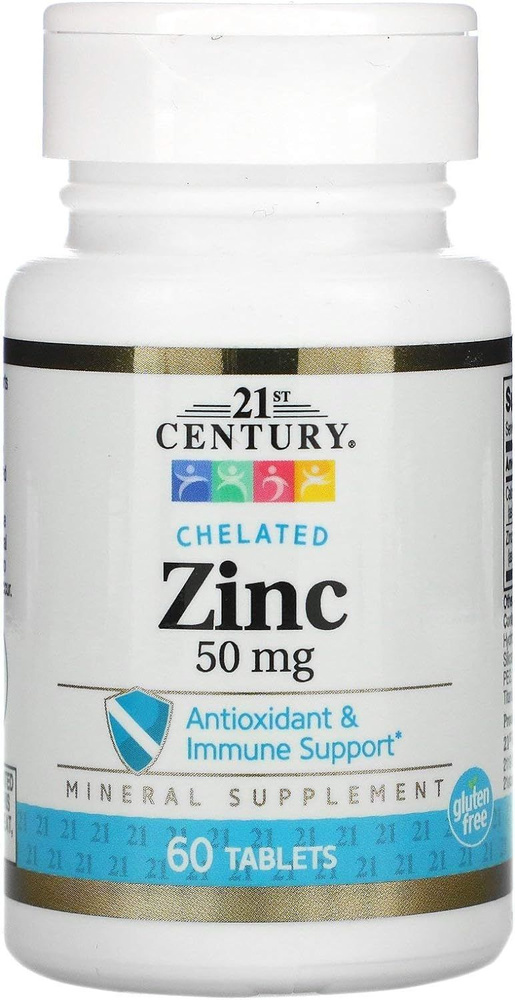 21st Century Chelated Zinc 50 mg 60 tablets (хелатный цинк) #1