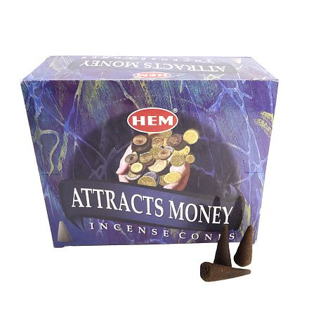 Благовония конусы HEM Attracts Money уп-12шт #1