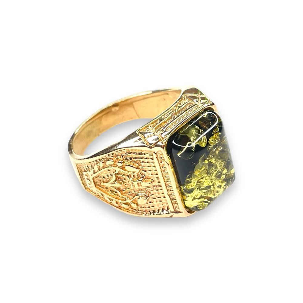 Перстень мужской серебряный с янтарём, перстень мужской, перстень ...