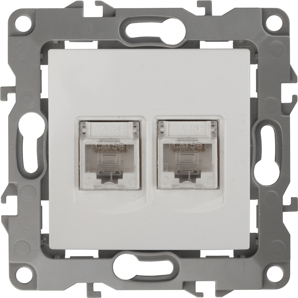 12-3108-01 ЭРА Розетка информационная двойная 2XRJ45, IP20, Эра12, белый (10/100  #1