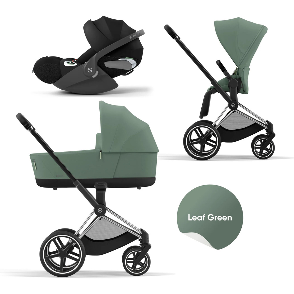 Cybex Priam IV Коляска 3 в 1, шасси Chrome Black/Leaf Green #1