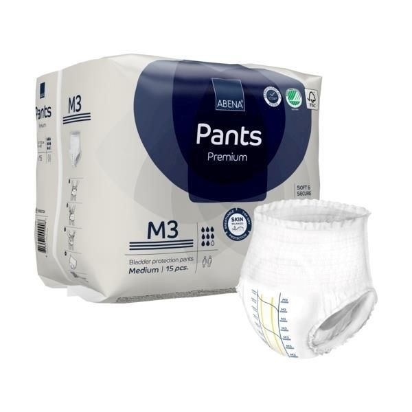 Подгузники трусики для взрослых ABENA Pants M3 Ночные, объем в бедрах 80-110 см 15 шт, дневные подгузники #1