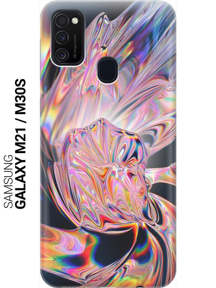 Силиконовый чехол на Samsung Galaxy M21 / M30s / Самсунг М21 с принтом "Стеклянная абстракция"  #1