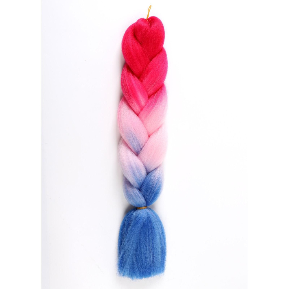 ZUMBA Канекалон трехцветный, гофрированный Queen fair 60 см, 100 гр, цвет красный/светло-розовый/синий #1