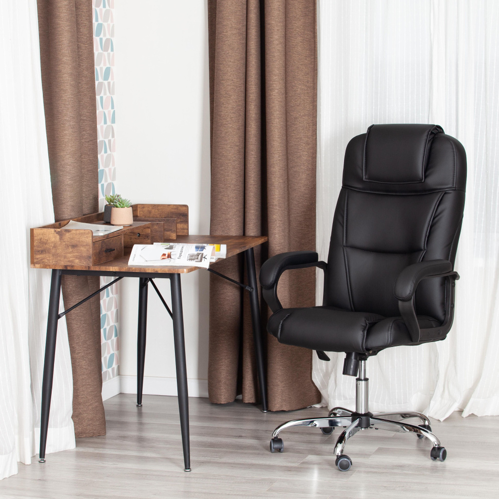 Кресло компьютерное Easy Chair офисное, для руководителей, искусственная кожа, черный  #1