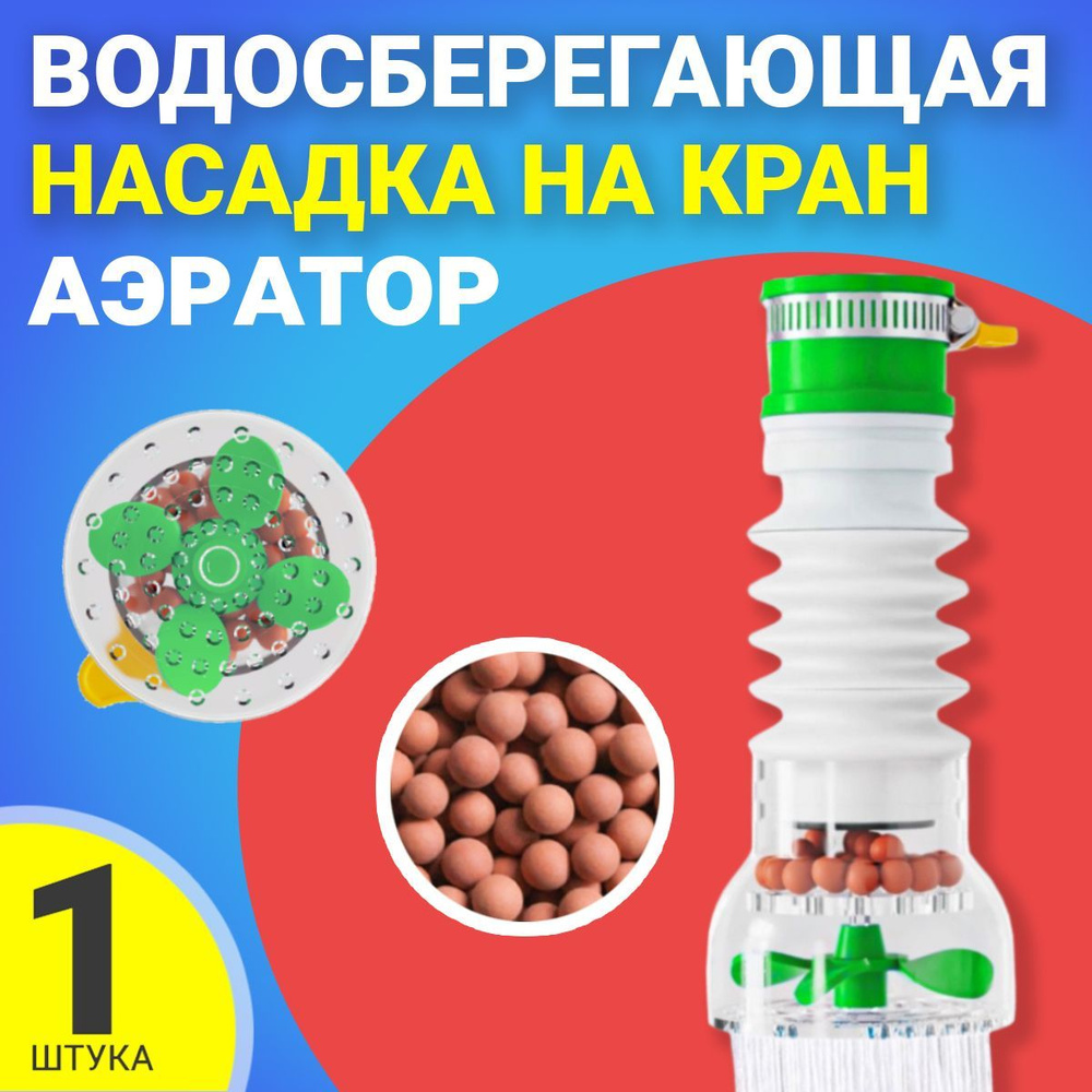 Насадка аэратор на кран с поворотной головкой для экономии воды GSMIN AS20 (Зеленый)  #1