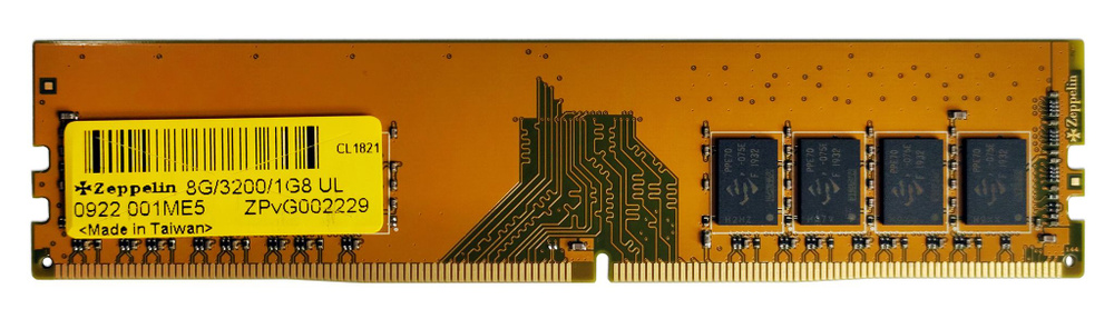 Zeppelin Оперативная память Оперативная память DDR4 PC-25600 (3200 MHz) 8Gb Zeppelin 1Gx8, Gold PCB 1x #1