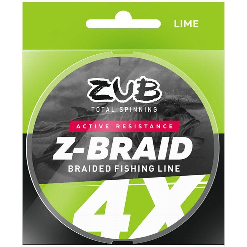 Шнур плетёный для рыбалки ZUB Z-BRAID X4 150 м, 0.24 мм, 15.5 кг, цв. Lime / Леска Дунаев / Плетеная #1