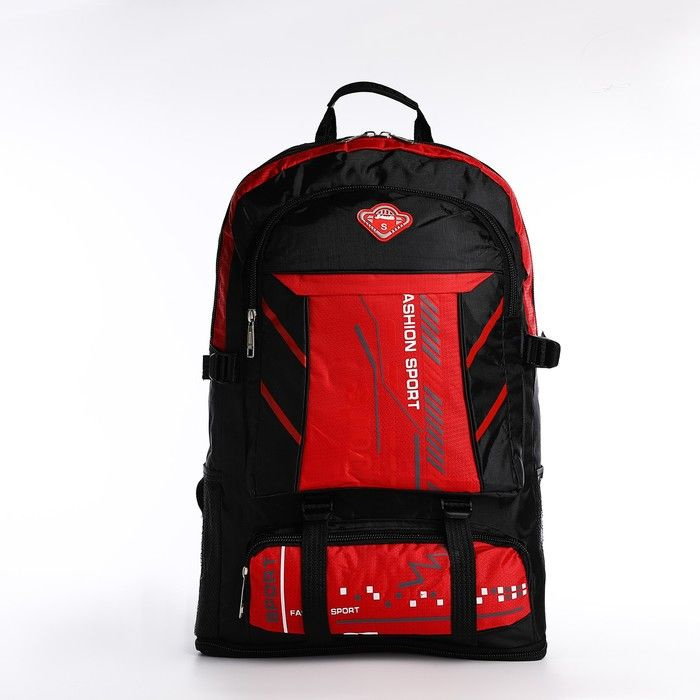 Рюкзак на молнии с увеличением, 65Л, 4 наружных кармана, цвет красный  #1