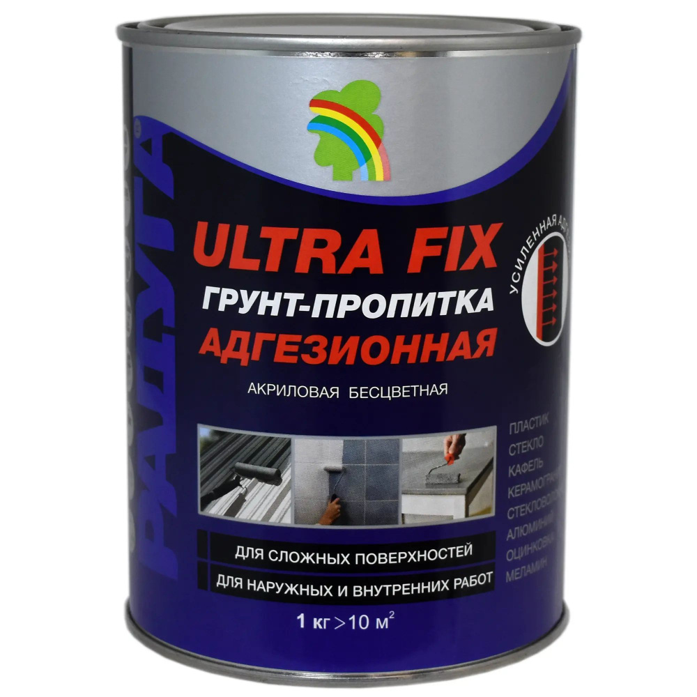 Грунт-пропитка для сухих и влажных помещений Радуга Ultra Fix прозрачный 0.9 л  #1