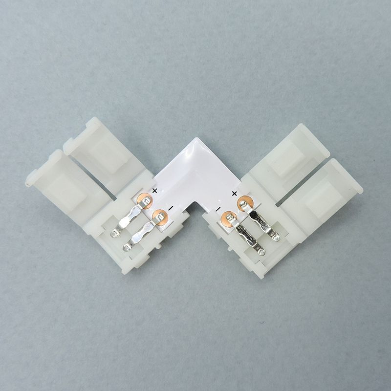 Коннектор L-образный с зажимами (SMD3528) для одноцветной двухконтактной (2pin) светодиодной ленты 8мм #1