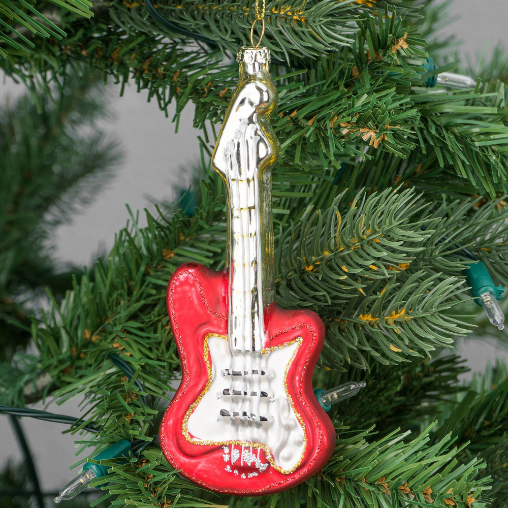 Ёлочная игрушка Glass Hanger Guitar Red 15 cm #1