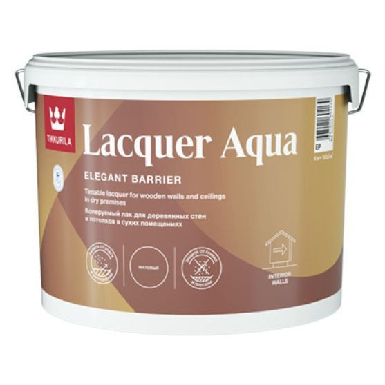 TIKKURILA EURO LACQUER AQUA лак интерьерный, антисептирующий, защитный, полуглянцевый (9л)  #1