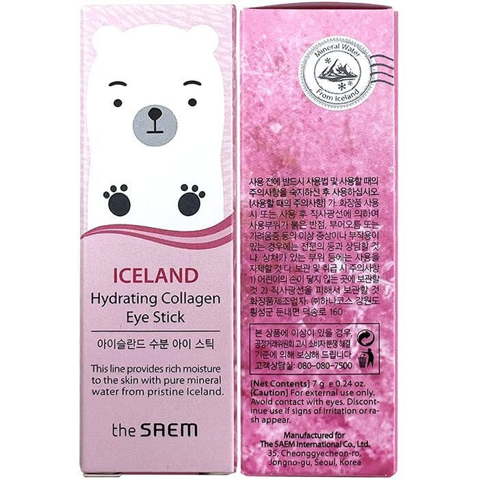 The Saem Iceland Hydrating Collagen Eye Stick стик для кожи вокруг глаз с ледниковой водой и коллагеном #1