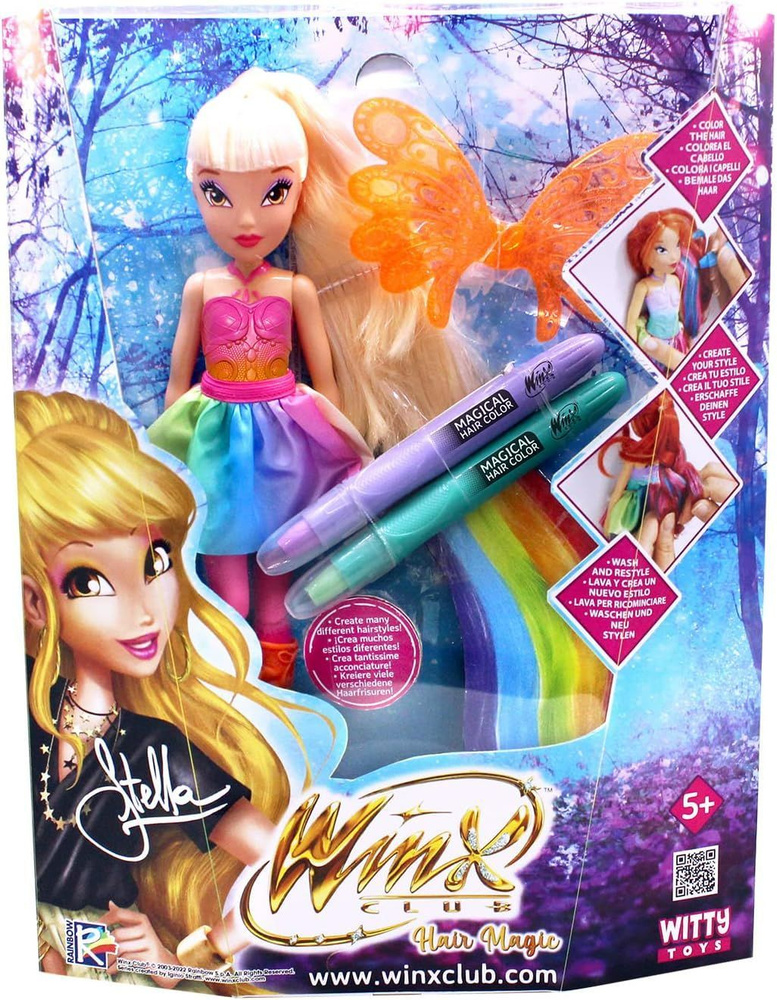 Шарнирная кукла Winx Club "Hair Magic" Стелла с крыльями и маркерами 24 см, IW01232103  #1