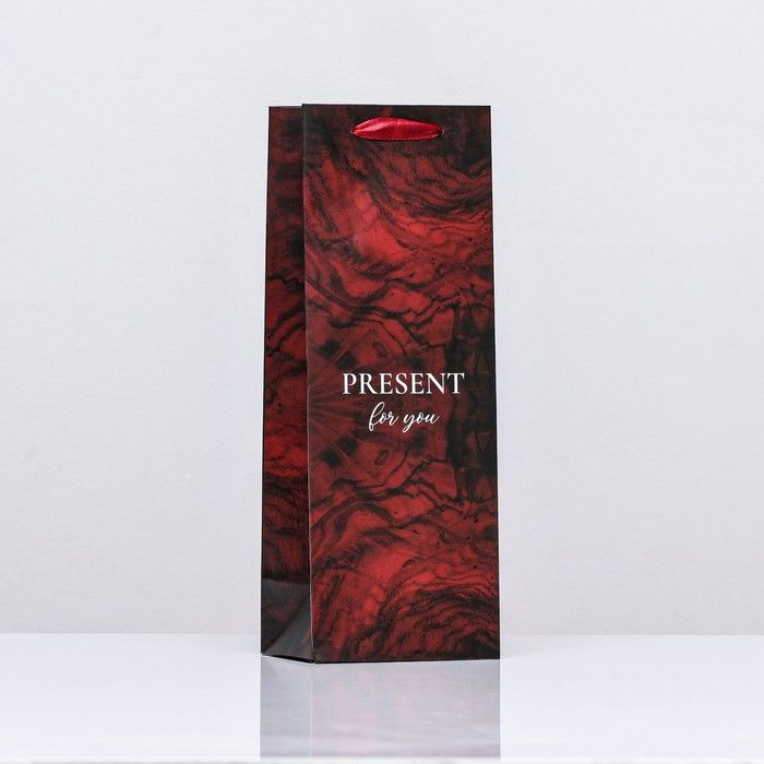 Пакет ламинированный под бутылку "Present for you",13 х 36 х 10 см #1