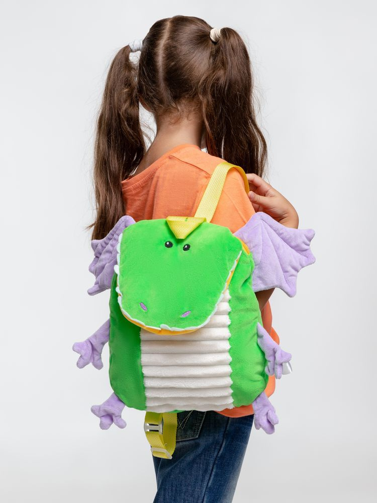 Дракон игрушка мягкая новогодняя мешок под конфеты рюкзак детский Dreki зеленый размер 32х24х4 см  #1
