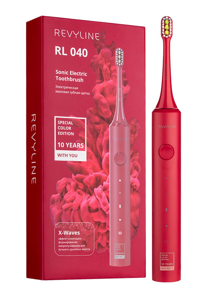 Зубная щетка Revyline RL 040, электрическая, звуковая, Viva Magenta, красная  #1