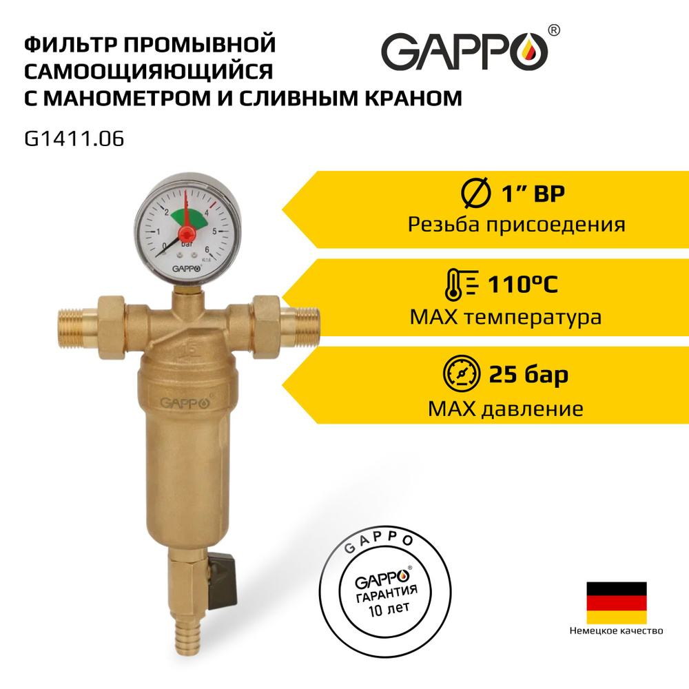Фильтр промывной для горячей воды Gappo 1" #1