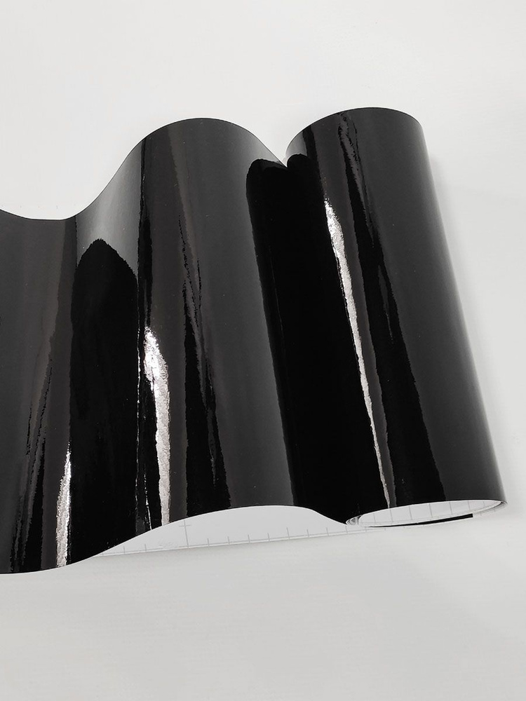 Виниловая пленка для авто глянцевая черная - 152х40 см / Пленка самоклеящаяся для мебели, техники, рукоделия #1