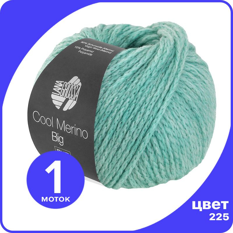 Пряжа Lana Grossa Cool Merino Big 1 шт - 225 (Мятно - бирюзовый) - 50 гр х 90 м  #1