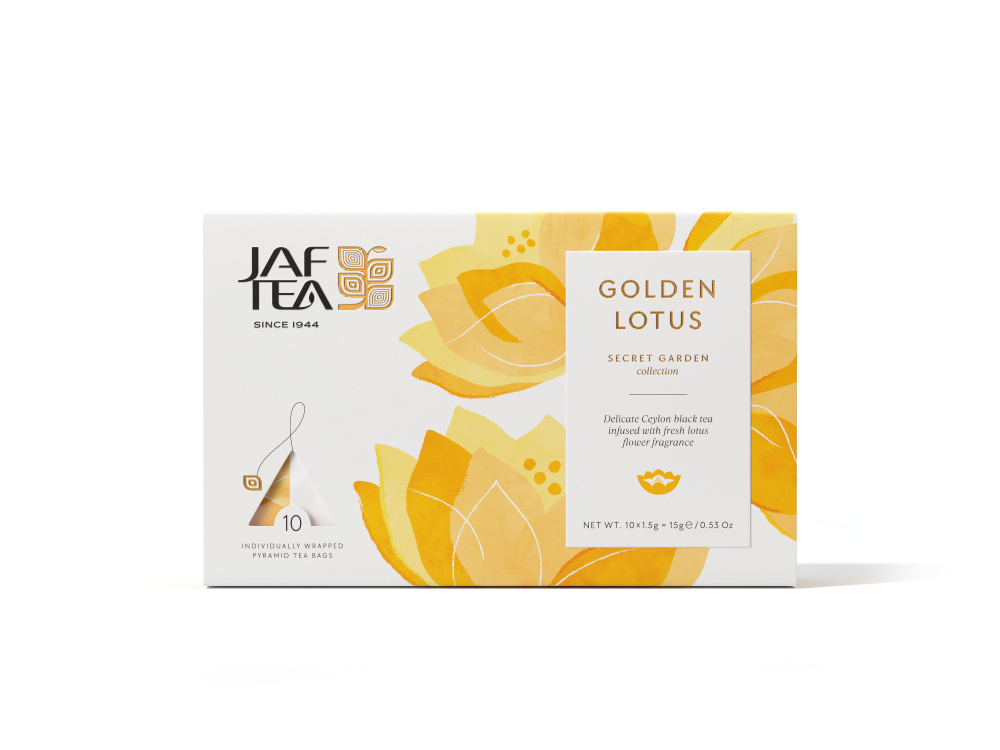 Чай цейлонский JAF TEA "Secret Garden Golden Lotus" чёрный с лотосом, 10 пирамидок  #1